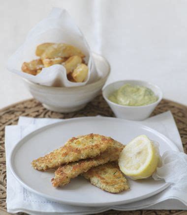 Flounder Fillets with Oven-Baked Chips and Dill Mayo | MiNDFOOD