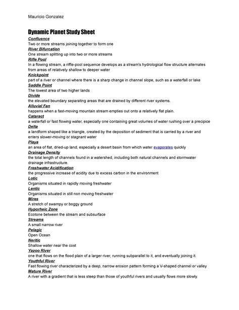 Dynamic Planet Cheat Sheet Dynamic Planet Study Sheet Confluence Two