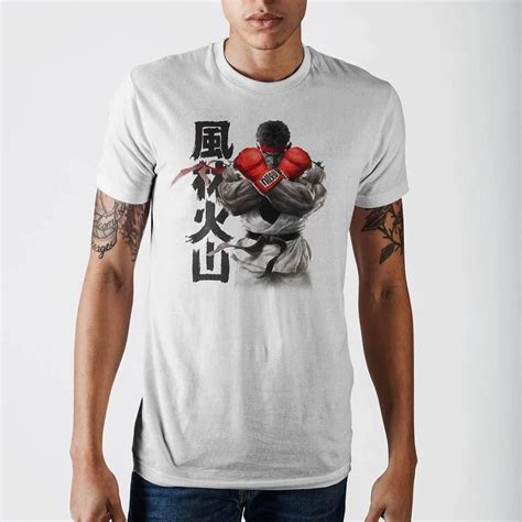 Street Fighter Ryu White T Shirt Video Game T Shirt Men S Short Sleeve Eqbird Shop Clothes