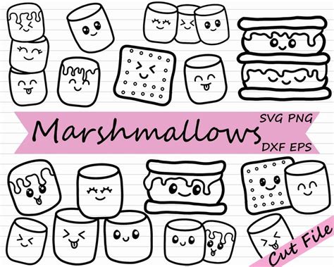 Marshmallow SVG Smores Clipart Smore SVG Marshmallow Clipart Black