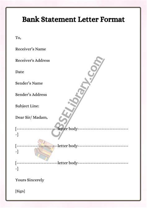 Bank Statement Letter Format Sample And How To Write Bank Statement Letter Cbse Library