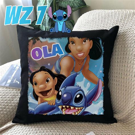 Czarna Poduszka Do Spania Lilo I Stich Ohana Disney Prezent Imi Y