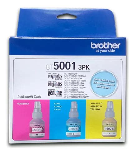 Tinta Brother Bt5001 Magenta Yellow Cyan Pack X3 Colores Cuotas Sin