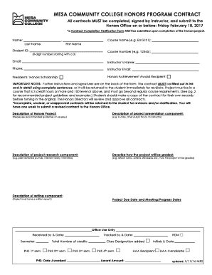 Fillable Online Mesacc Honors Contract Mesacc Edu Fax Email