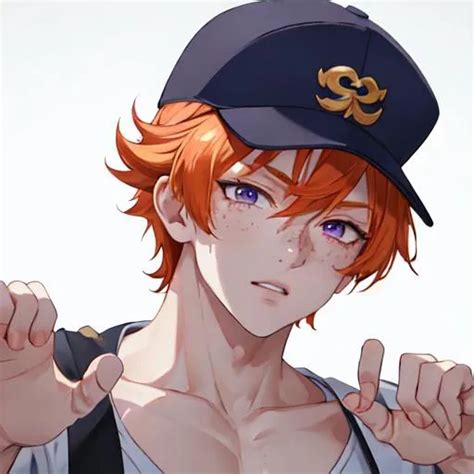 Erikku Male Short Ginger Hair Freckles Right Eye