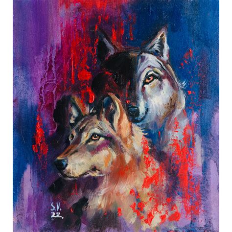 original painting framed wolf werewolf magic miniature wicca inspire