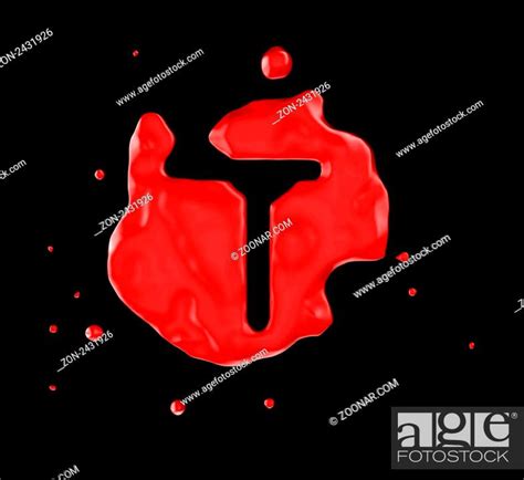 Red Blob T Letter Over Black Background Large Resolution Stock Photo