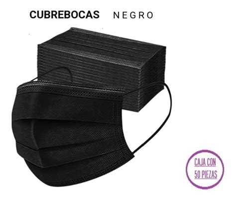 Busca Cubrebocas Tricapa Color Negro Caja Con Piezas A La Venta En