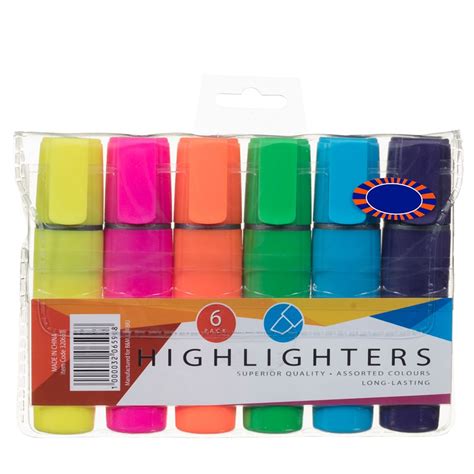 Highlighter Pens 6pk Pens And Pencils Stationery Bandm