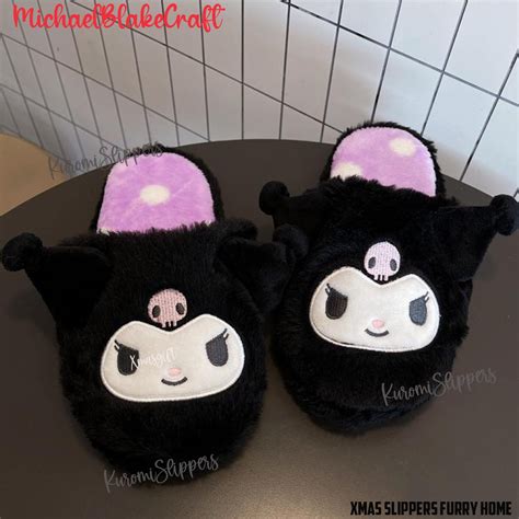 Sanrio Kuromi Slippers Cute Kuromi Slippers Comfy Fluffy Etsy