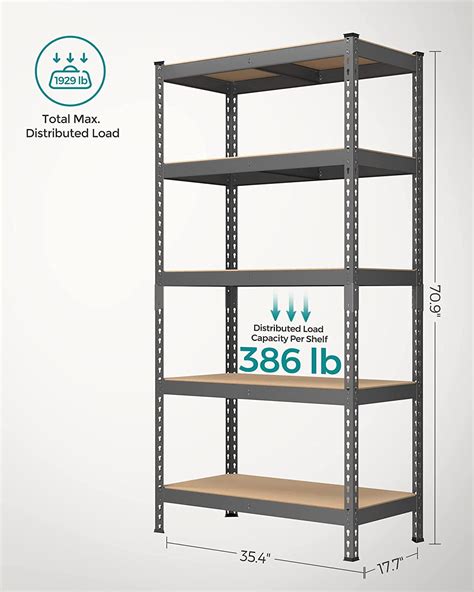 Vasagle 5 Tier Utility Shelves Metal Storage Shelves Garage Shelving