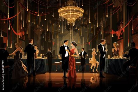 Illustration Of A Night Club Interior With People On The Background A