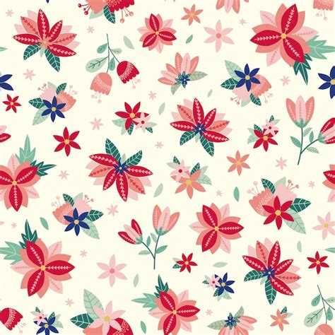 Motif Floral Sans Couture Avec Fleurs Et Feuilles Vecteur Premium