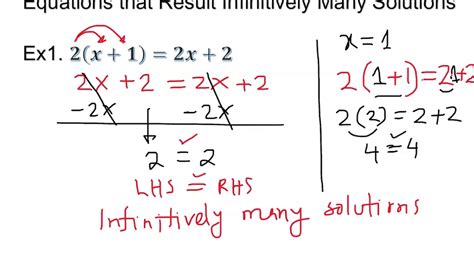 Equations With Infinite Solutions And No Solutions Worksheet