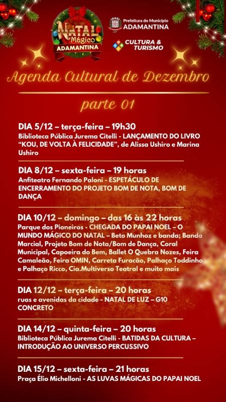 Confira a programação cultural para o final de semana em Adamantina