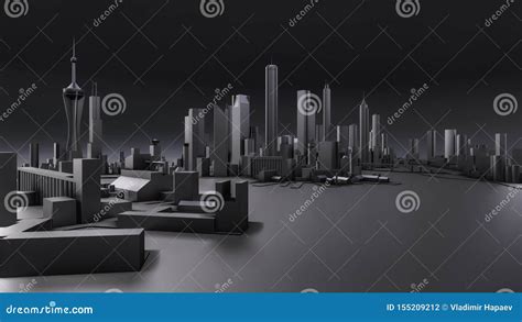 Three Dimensional Landscape Of The Modern City The Huge Layout Of The