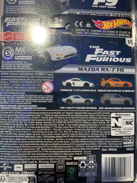 Fast And Furious Hotwheel R Mazda Rx Jeep Porsche Chevy Camaro