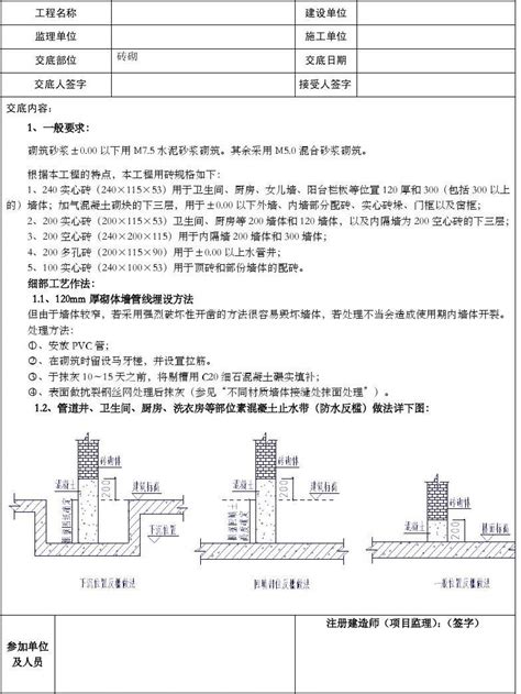 砖砌体技术交底word文档在线阅读与下载免费文档