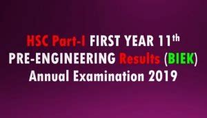 Hsc Part First Year Pre Engineering Result Karachi Board Biek