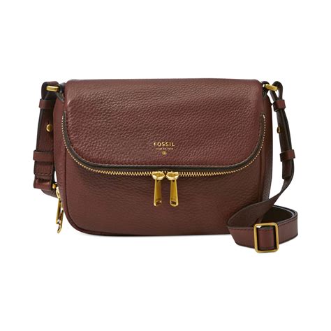 Fossil Preston Leather Small Flap Crossbody In Brown Espresso Lyst