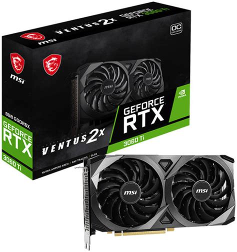 Msi Geforce Rtx 3060 Ti Ventus 2x 8gd6x Oc Graphics Card 8gb Gddr6x 256 Bit Memory 1695 Mhz