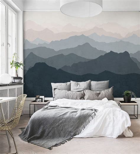 Terrific Mountain Scene Wallpaper Mural Wall Art Mountain Mural Wall