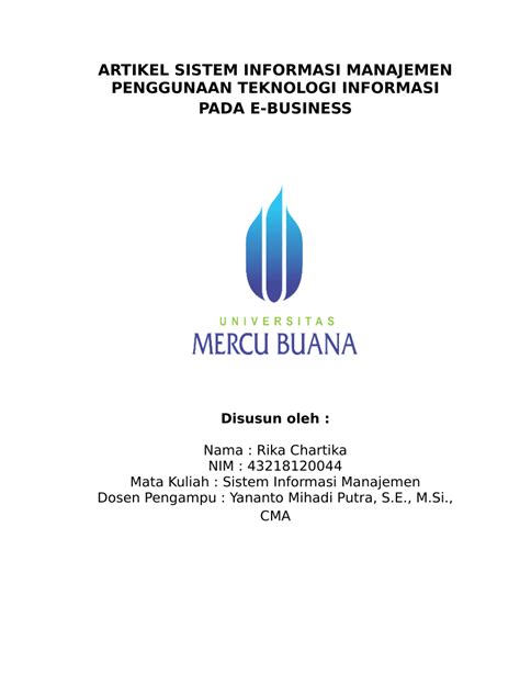 PDF ARTIKEL SISTEM INFORMASI MANAJEMEN PENGGUNAAN TEKNOLOGI INFORMASI