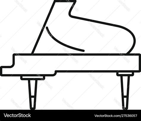 Grand Piano Instrument Icon Outline Style Vector Image