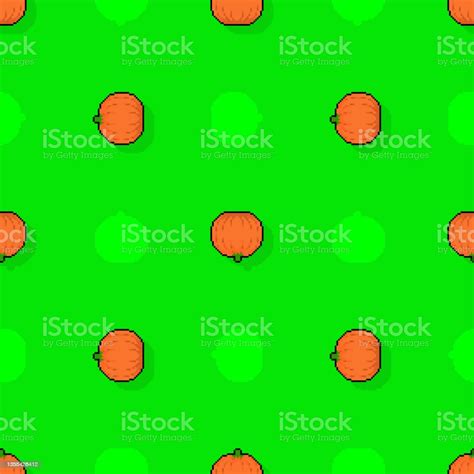 Pumpkin Pixel Art Pattern Seamless Pixelated Vegetable Background 8 Bit