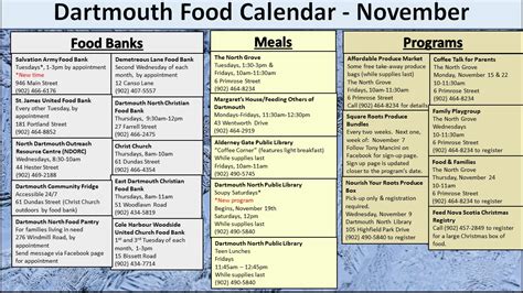 Dartmouth Food Calendar - November 2022 : r/halifax