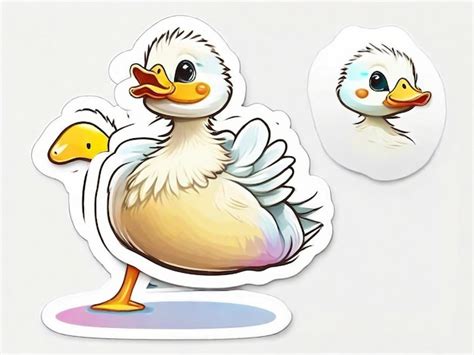 Premium Photo Sticker Cute Duck White Outline Cute Duck