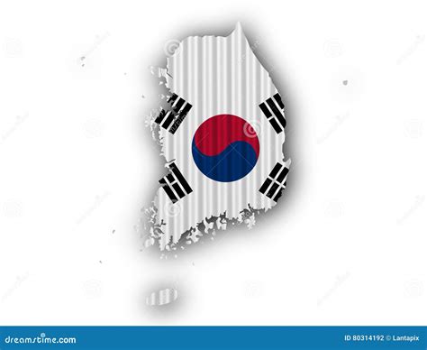 Mapa E Bandeira De Coreia Do Sul Ilustra O Stock Ilustra O De Metal