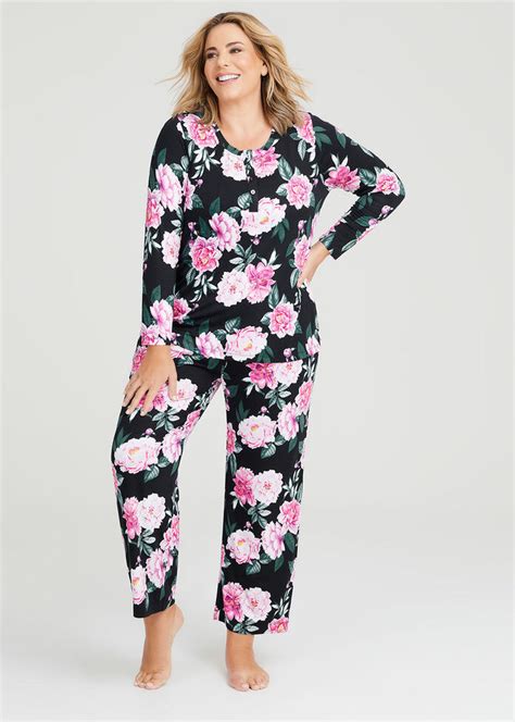 Shop Plus Size Bamboo Night Floral Pyjama Pant In Multi Taking Shape Au