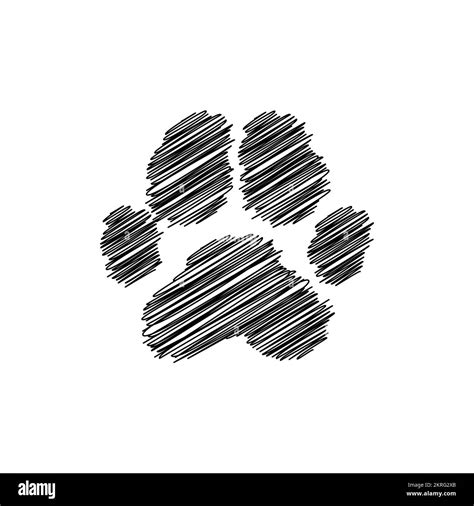 Dog Paw Print Scribble Drawing Isolated Vector Dog Paw Doodle Pattern