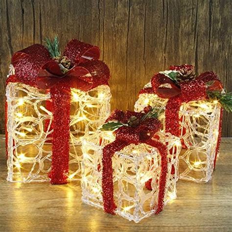 Amazon Christmas Lighted Gift Boxes Christmas Decorations Light Up