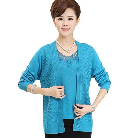 M XXXL Really Two Piece Set Sweater 2017 Fashion Women O Neck Long Sleeve Cardigan Plus Size ...