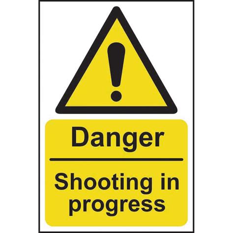 Danger Shooting In Progress Sign Self Adhesive Vinyl 200mm X 300mm