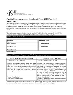 Fillable Online Flexible Spending Account Enrollment Form 2019 Docx Fax