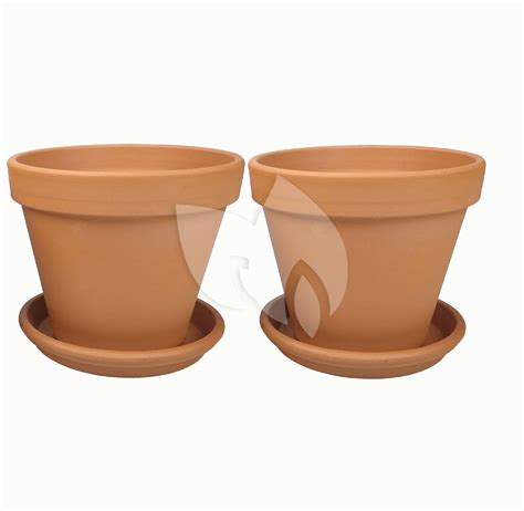 Plantenwinkel Nl Terracotta Bloempotten 21 Cm Met Schotel Duo Set