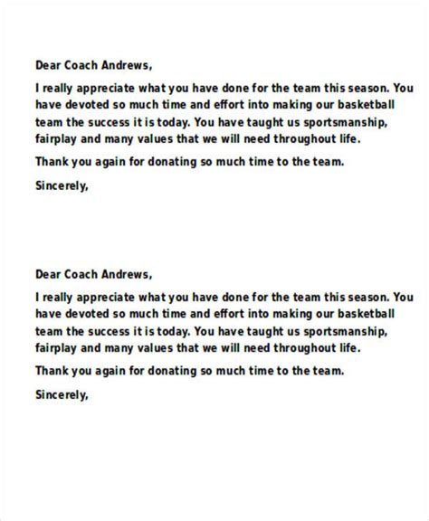 Free 9 Sample Coach Thank You Letter Templates In Pdf Ms Word