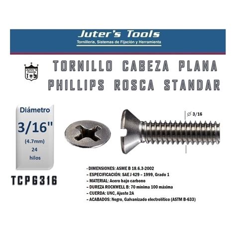 TORNILLO CABEZA PLANA PHILLIPS STANDAR 3 16