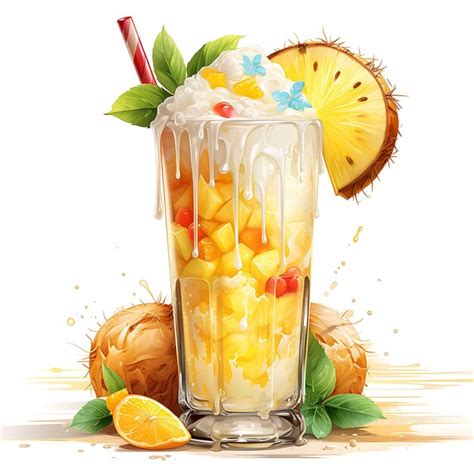 Premium Ai Image Watercolor Of Pia Colada Drink A Tropical Cocktail