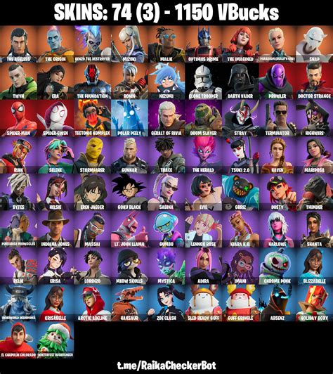 Buy 🦋 74 Skins 🦋 Darth Vader 🦋 Spider Gwen 🦋 Goku Black 🦋 Mizuki 🦋