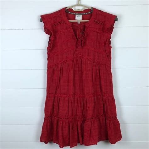 Knox Rose Dresses Knox Rose Red Boho Western Tiered Dress Medium 0