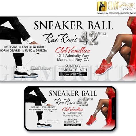 Sneaker Ball Party Invitation Sexy Red Dress Black And White Etsy