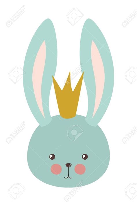 Cute Rabbit Cartoon With Crown Design Animal Zoo Life Nature Character