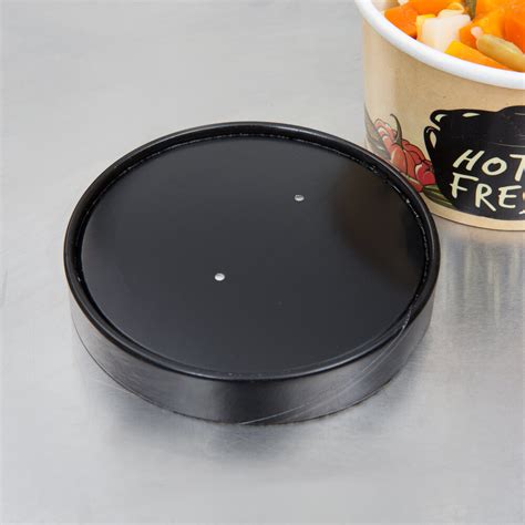 Choice 6 16 Oz Black Paper Soup Hot Food Cup Vented Lid 50 Pack
