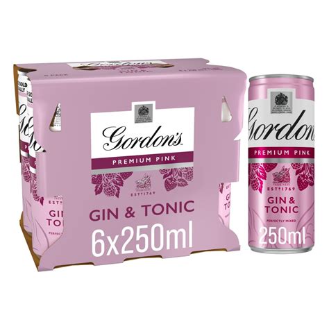 Gordon S Premium Pink Gin Tonic Ready To Drink 5 Vol 6x250ml Cans