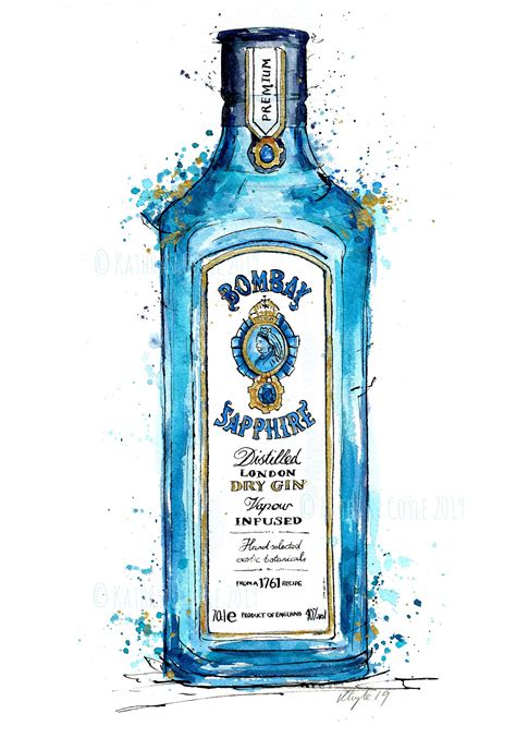 Gin Bottle Watercolour Bottle Drawing Watercolor Food Gin Bottles