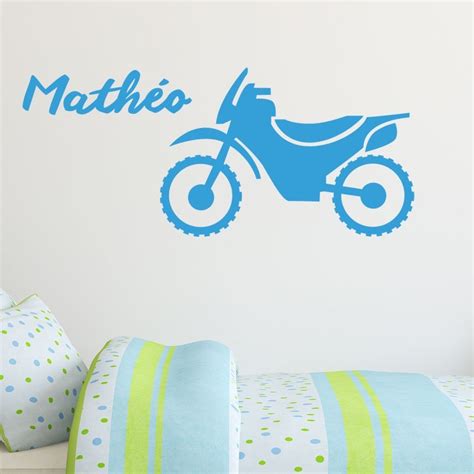 Sticker Moto Avec Pr Nom D Coration Murale Chambre Enfant Gali Art